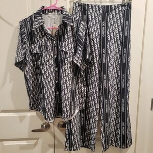 Christian Dior Black and White Pajama Set